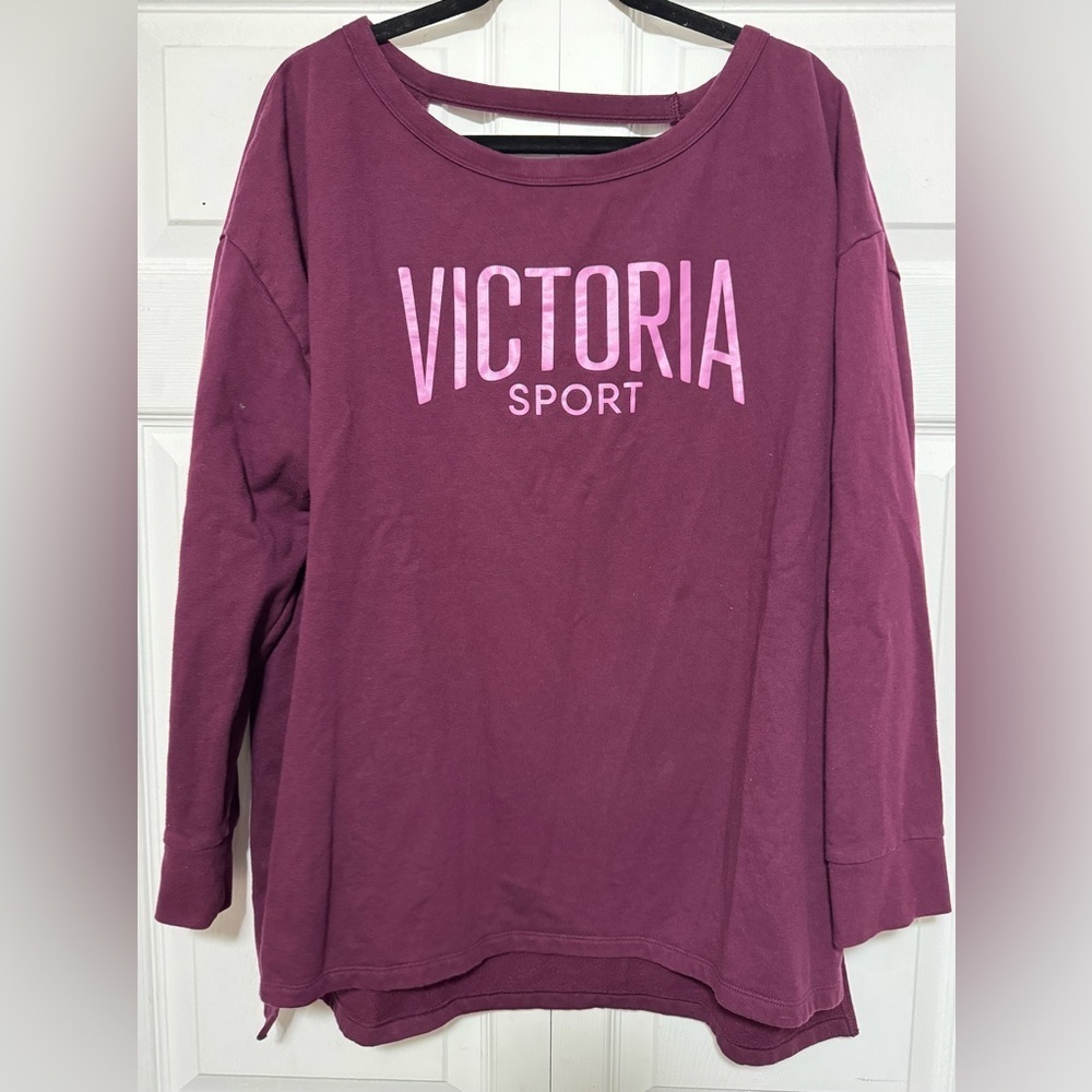 Victoria's Secret Sport maroon & pink open back athletic sweatshirt size XL